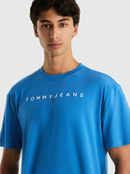 Tommy Jeans pánske modré tričko LINEAR - M (C2T)