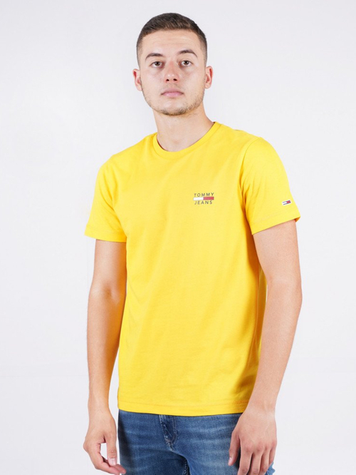 Tommy Jeans pánske žlté tričko CHEST LOGO